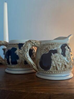 Charming Vintage Relief-Molded Cream & Sugar Set